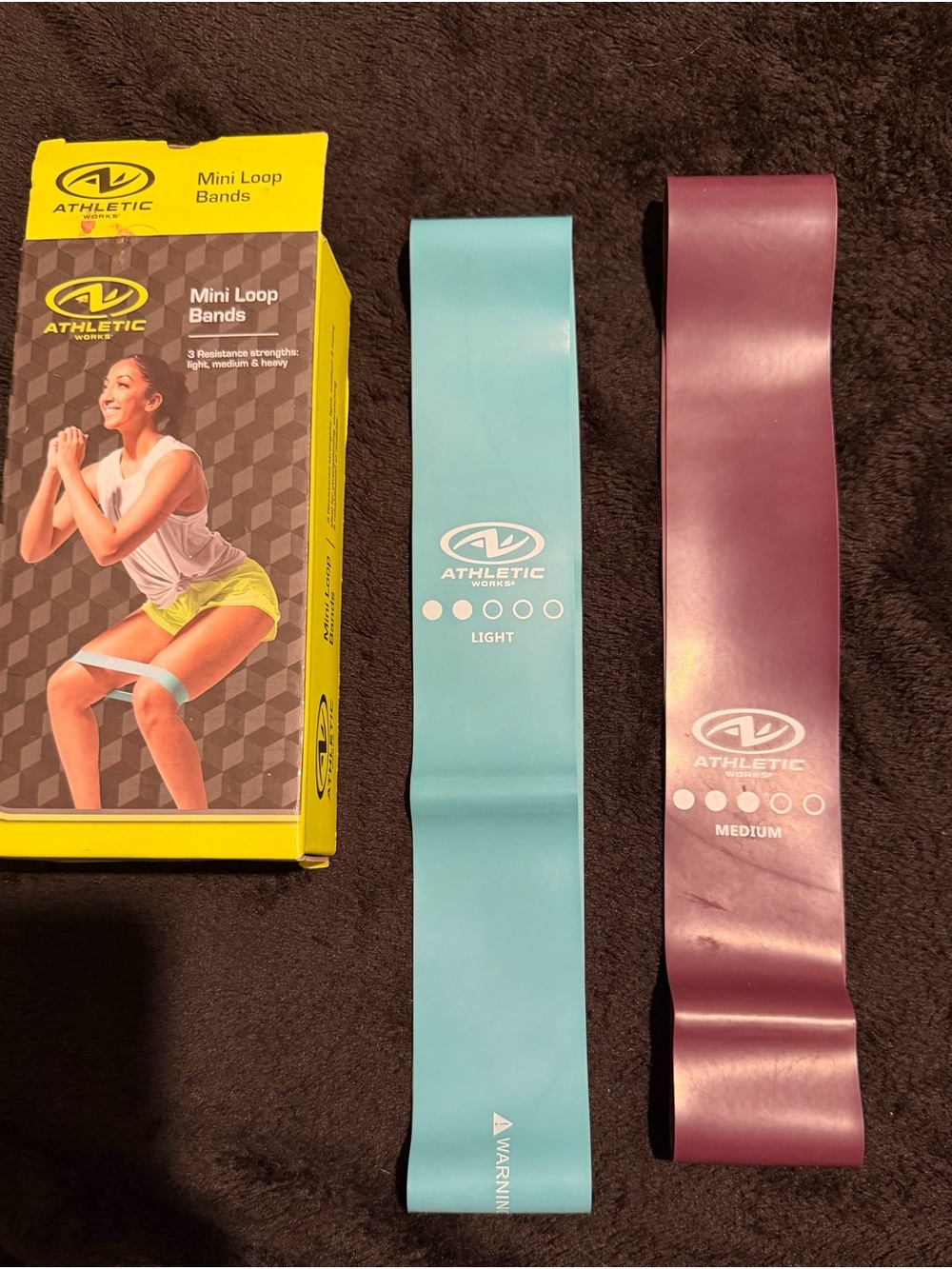 Athletic Works Mini Loop Bands Light & Medium Resistance Bands Set (2 Bands)